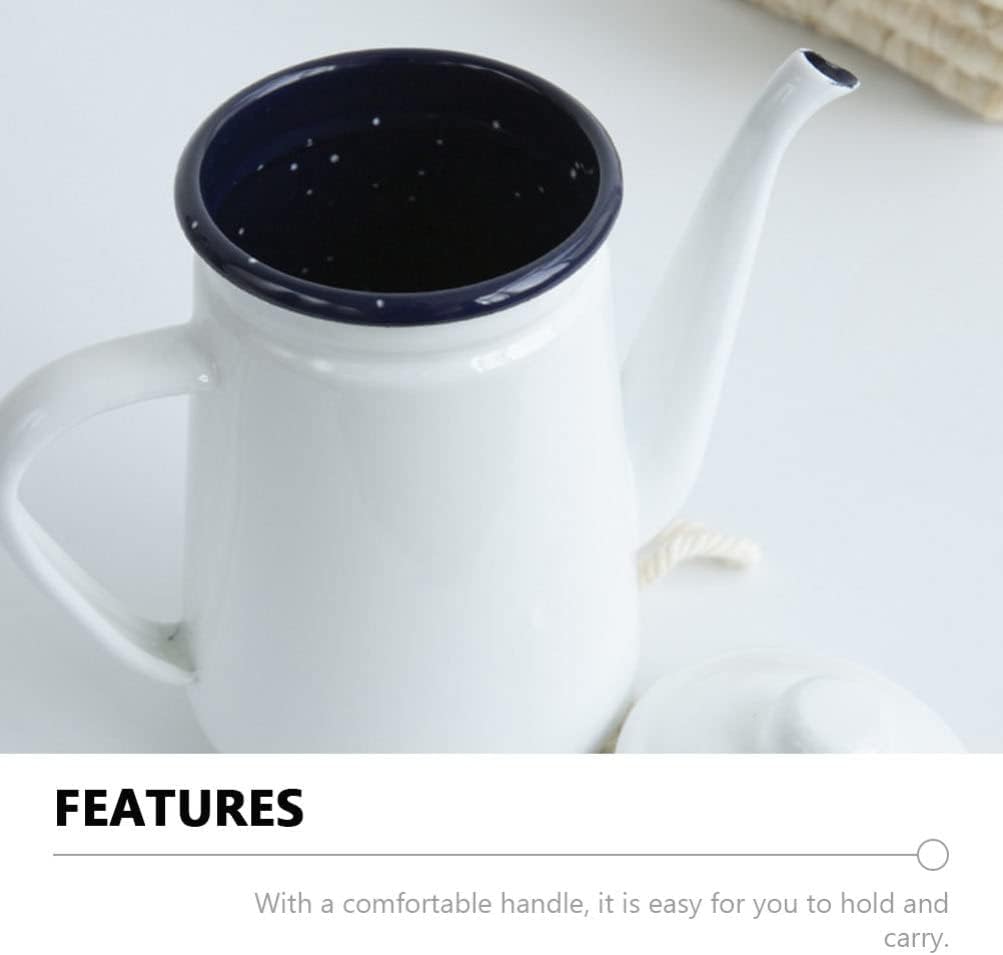 Enamel Percolator Black Rim Enamel Coffee Pot: Enamel Enamelware Percolator Coffee Pot Teapot Food Oven and Dishwasher Safe Soy Sauce/748