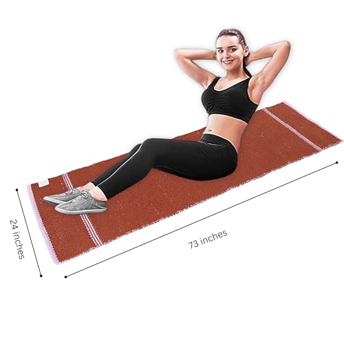 Image of Pure cotton anti-skid, machine wash Foldable Travel Friendly extra Cushioning yoga mat with cotton Carry bag 73inches x 24inches, 8mm thickness 8mm Unisex (Brown)