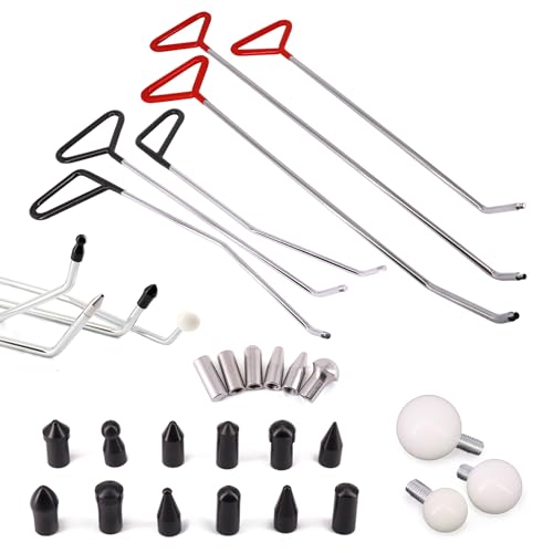 CZJCMECH Dent Repair Tools 6 Pieces of Dent Removal Rods with Awl Head Paintless Dent Removal Kit Car Auto Body Dent Removal of Hail Dents and Door Ding (6 PCS Rod 21 PCS Pen)