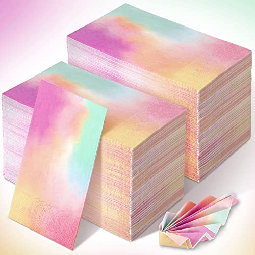 Ctosree CTOSREE-NAPKINS-579 200 Pieces Pastel Rainbow Napkins Disposable Guests Paper Napkins cover