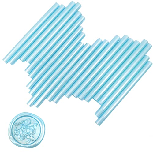 VARACL Heißkleber-Dichtungssticks für Briefsiegelstempel - ideal für Hochzeitseinladungen, Karten, Umschläge, Schneckenpost, Postkarten, Grußkarten, Geschenkideen, 7 x 100 mm, 20 Stück (blau) Cover
