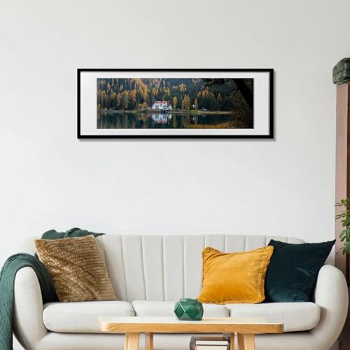 Image of upsimples 12x36 Picture Frame, Display Pictures 10x30 with Mat or 12 x 36 Without, Wall Hanging Long Frames, Black, 1 Pack