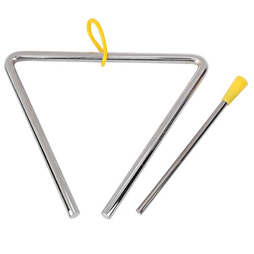 Musical Triangle 6 Inch Steel Instrument with Yellow Rubber Hanger - Vibrant Sound Quality, Durable Design for Early Childhood Music and Rhythm Education