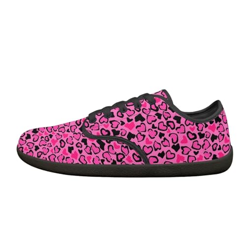 Leopard Print Womens Casual Shoes Lace Up Sneakers Breathable Comfort Walking Shoes Size 5.5-132