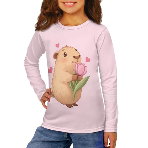 Image of Girls Long Sleeve T Shirt Cute Cartoon Crewneck Shirt for Kids 3-16Y Fall Winter Clothes