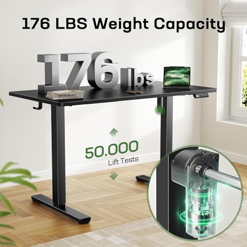 Image of Marsail Standing Desk, Height Adjustable Desk with One-Piece Desktop, 48 x 30 inch Black Sit Stand Desk with 4 Memory Presets for Home Office & Workstations (2 Packages)