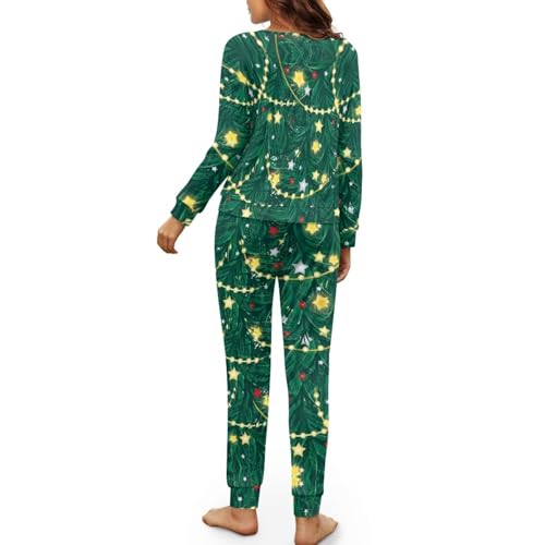 Image of Women's Pajamas Set Soft 2 Piece Loungewear Long Sleeve Pj Set Matching Sleepwear with Pockets for Women Plus Size