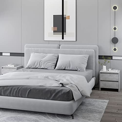 Gecheer 2X Mesitas de Noche con 2 cajones Mesa Auxiliar Mesa para café Muebles Auxiliares de Salon aglomerado Gris hormigón 45x34,5x44,5 cm