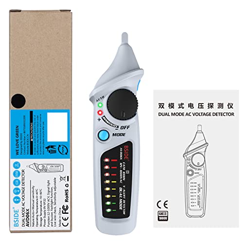 Image of Bside Electric Tester Pen Non-Contact Voltage Detector Power Socket Wall Plug AC Voltage Sensor Dual Mode 12V-1000V Freely Adjustable Sensitivity Live Line Check with 8 LED Indicators