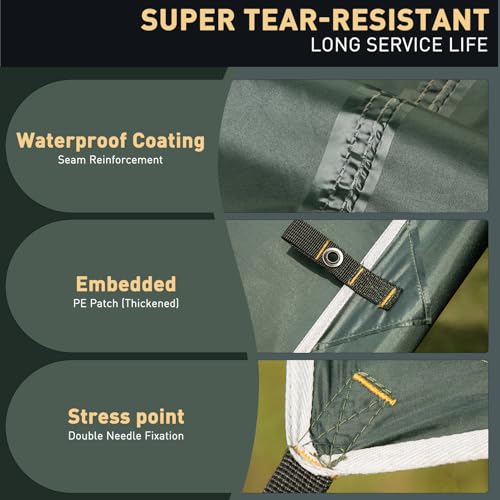VOSOIR Toldo Camping 3X3M Impermeable, Ultraligero y Portátil Toldo de Refugio, Tienda de Campaña Hamaca, Protección UV, Anti Desgarro, Tarp para Picnic Pesca Camping Senderismo(Verde Oscuro) - Image 4