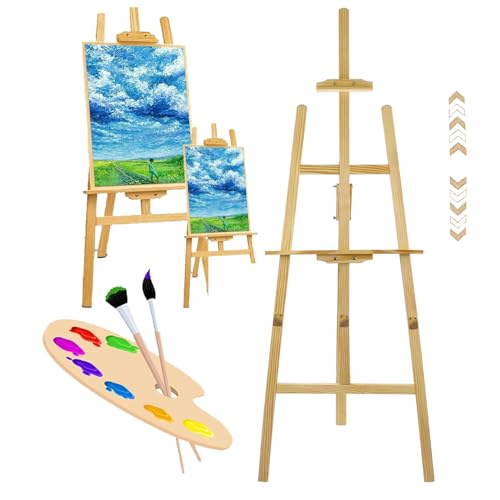 HSHa Caballete de madera grande de 175 cm, caballete profesional de estudio plegable y altura ajustable, 83-134 cm, caballete con marco A, adecuado para pintura artística y publicidad al aire libre