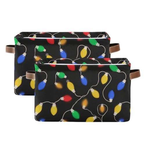 Image of Aslsiy Storage Basket Christmas Lights (5) Nursery Bins Baby Box Canvas Clothes Shelf Basket Laundry Hampers 2 Pcs
