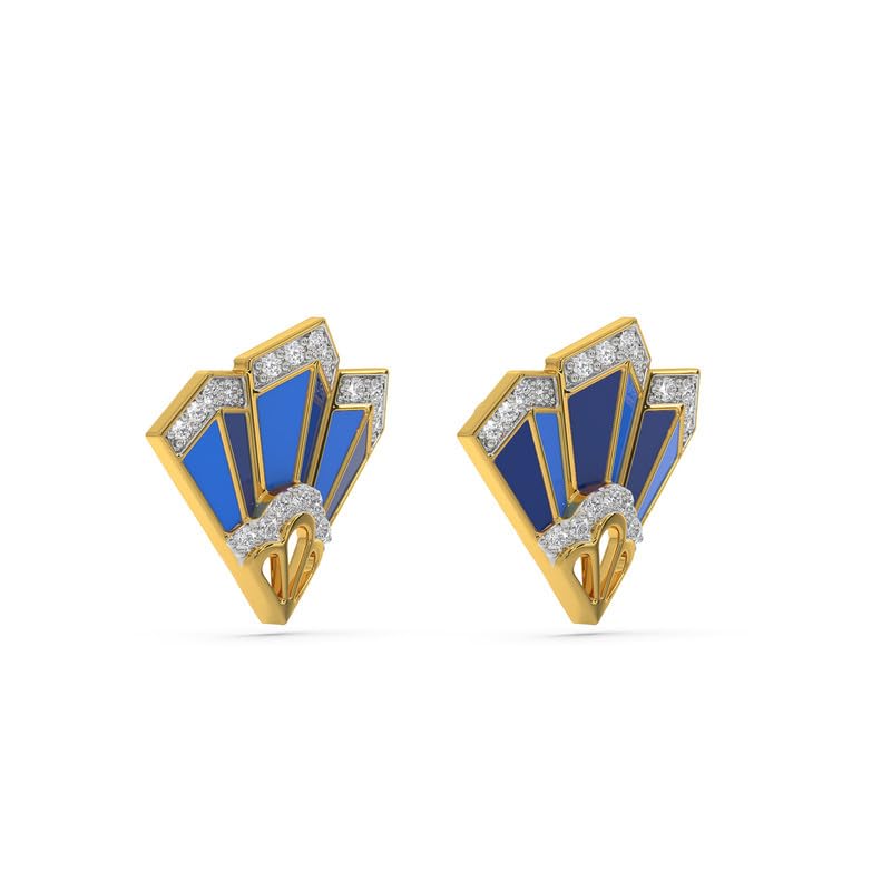 Image of Kisna 14 KT Flerica Yellow Gold Natural Diamond Earrings For Women