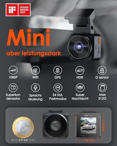 Dashcam Avant VANTRUE E1 Lite 1080P WiFi avec GPS Intégré - 2