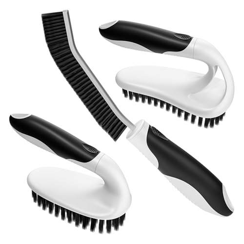 Cleangor Reinigungsbürsten Set 3-teilig Putzbürste Bad Scheuerbürste PBT Borsten & Ergonomischer Griff Handbürsten Für Effiziente Reinigung in Badezimmer Küche & Fugen (3 Schwarz)