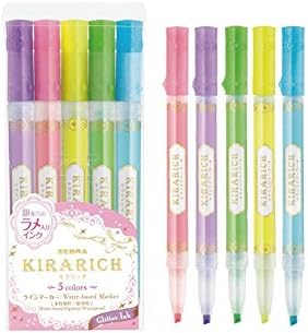 Zebra Kirarich Glitter Highlighter, 5 colors, Made in Japan