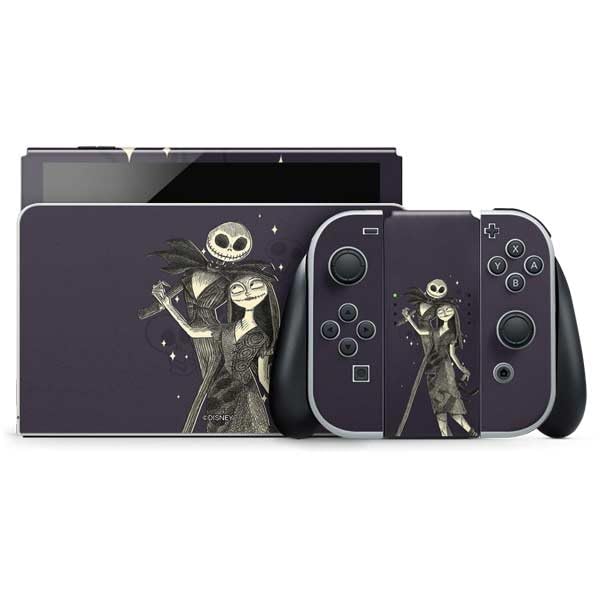 Skinit Decal Gaming Skin Compatible with Nintendo Switch OLED (2021) - Officially Licensed Disney The Nightmare Before Christmas Jack and Sally Art