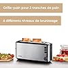 SEVERIN Grille-pain automatique 1 000 W, Toaster compact 1 fente jusqu'à 2 tranches, Grille-pain électrique avec réglage du degré de brunissage & fonction décongélation, inox/noir, AT 2515