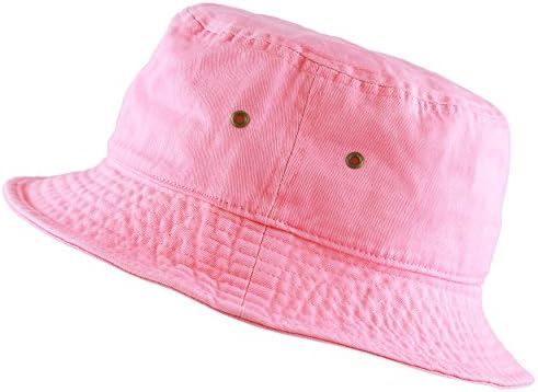 The Hat Depot 300N Unisex 100% Cotton Packable Summer Travel Bucket Hat (S/M, Pink)