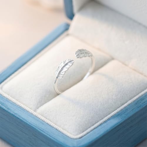 Bague ailes d'ange double plume en argent sterling 925 ajustable - 3