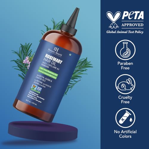 Image of Botanic Hearth Rosemary Oil for Hair Growth - 16 Fl oz | Enriched with Biotin, Castor & Jojoba | Hair Relaxers & Dry Scalp Treatment | Color Safe | Suitable For All Hair Types