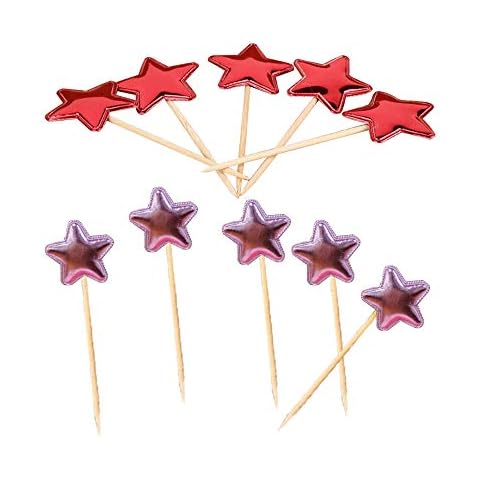 Cake Toppers Star cake decorations PU cake decorating supplies 20 Pcs Red and Pink L20 for Birthday Party Wedding Baby Shower by LLAMEVOL Cover
