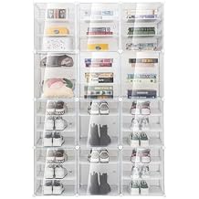 Clear Shoe Rack Organizer, 72 Pairs DIY Shoe Storage Cabinets Stand, 12-Tiers Stackable Shoe Storage Cabinet Stand, Transparent Plastic Storage Boxes for Heels, Boots, Slippers 72 Pairs