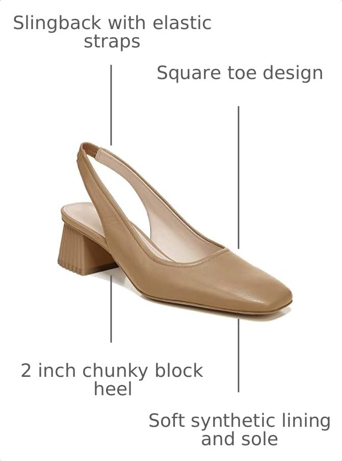 Image of Juliet Holy Women's Slingback Low Chunky Heels Pumps Closed Square Toe Block Heel Slip On Party Dress Work Shoes