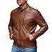Produktbild Jild Zeitlose klassische Lederjacke Herren - Biker-Stil echtes Lammfell Café Racer Vintage Look Motorradjacken für Herren, Cognac, Large