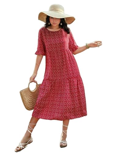 Image of KOTTY Women's Flowy Midi Round Neck Plus Size Dress