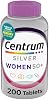 Centrum Silver Multivitamina para Mujeres 50+, 200 Tabletas | Contiene Vitamina D3, Vitaminas B, Calcio y Antioxidantes, Ingredientes No-GMO, Apoya Memoria y Cognición, Apoyo GLP-1 2
