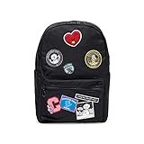 BT21 Character Wappen Lightweight Casual Student Canvas Backpack, Black