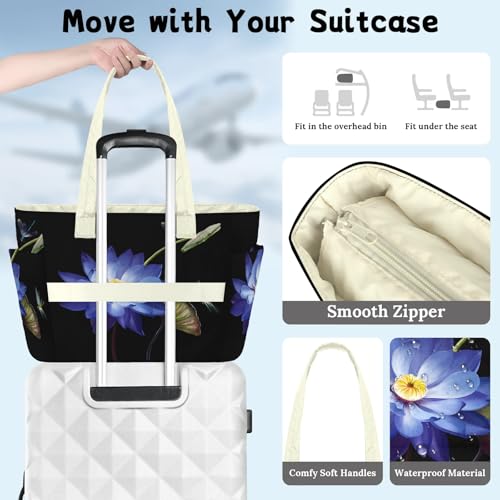 Sac grand format matelassé femme pour sport travail et voyage motif lotus - 5