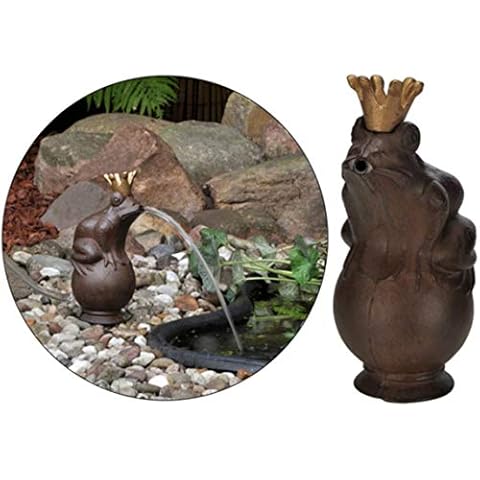 Trendkontor Wasserspeier Froschkönig 22cm inkl. Pumpe Teich Dekoration Gartenfigur Gusseisen Cover