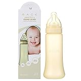 Made in USA aMACEing Zero Leak Leak Resistant Baby Bottle with Anti-Colic Vent and Variable Flow, 10oz (Yellow)