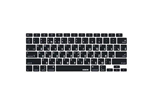 XSKN Russian/English Bilingual Design Black Silicone Keyboard Cover Skin for 2020 MacBook Air 13 inch A2179 with Touch ID and A2337 M1 Keyboard- US Version