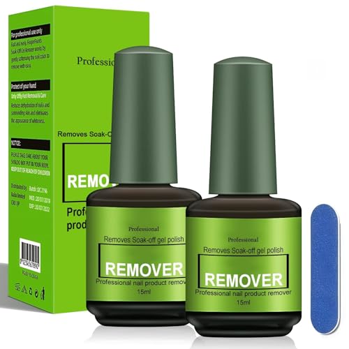 2PCS 15ml Quitaesmalte Semipermanente, Quita Esmalte Semipermanentes Para Uñas Remover Gel Rápido 3-5 Minutos, Removedor Esmalte de Uñas, Fácil de Usar sin Daños