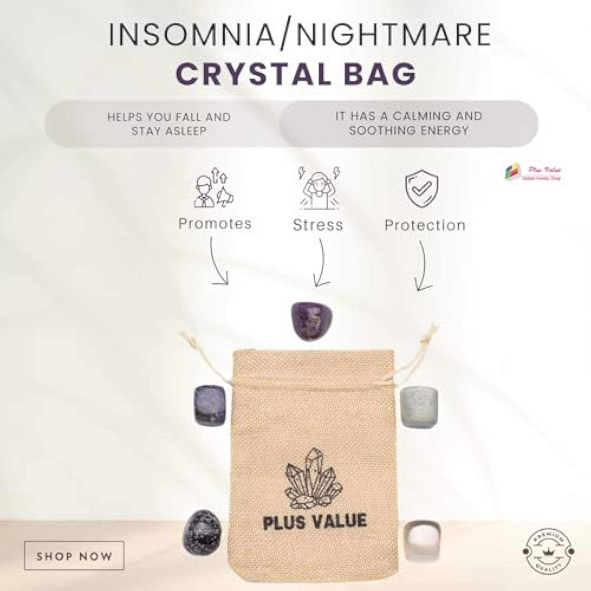 Pocket Healing Crystal Bag for Insomnia and Nightmares