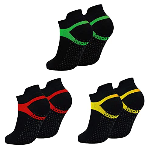 Jzhen 3paires Chaussettes de Yoga Anti-Dérapantes, Chaussettes de Yoga pour Femme Homme, Chaussettes Antidérapantes pour Yoga, Pilates, pour Sport Taille 35-43 Cover
