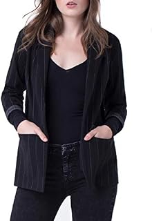 Liverpool Women's Boyfriend Blazer Knit, Black/White Stripe, X-Small