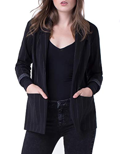 Liverpool Women's Boyfriend Blazer Knit, Black/White Stripe, X-Small
