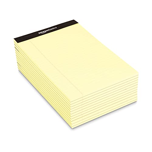 Amazon Basics Narrow Ruled Lined Writing Note Pad, 5 Inch X 8 Inch, Canary, 12 Count ( 12 Pack Of 50 ) #TOP4