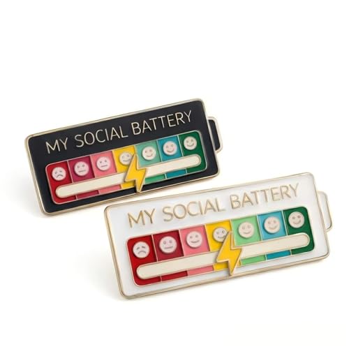 My Social Battery Slider Pin 7 Days a Week Fun Enamel Emotional Badge My Social Battery Slider Pin for Clothing Decoration Backpacks Bags Hats Gifts2 PCS)