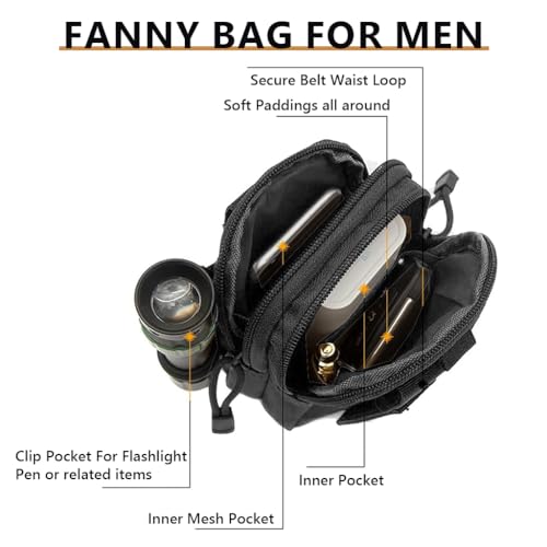 Image of ZIBUYU Tactical Waist Bag Military EDC Utility Pouch for Men Outdoor Hiking, Camping, and Everyday Carry, Durable Multifunctional Fanny Pack for Men, Secure Storage and Easy Access