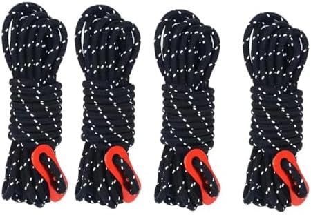 4Pack Duty Camping Rope - 4mm Outdoor Reflective Guy Lines with T...