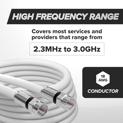 35 Foot White - Solid Copper Coax Cable - RG6 Coaxial Cable with Connectors, F81 / RF, Digital Coax for Audio/Video, Cable TV, Antenna, Internet, & Satellite, 35 Feet (10.5 Meter) - 5