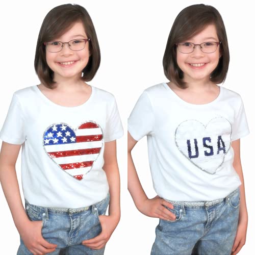 Image of 4th of July Shirts for Girls Patriotic American Flag Kids Clothing