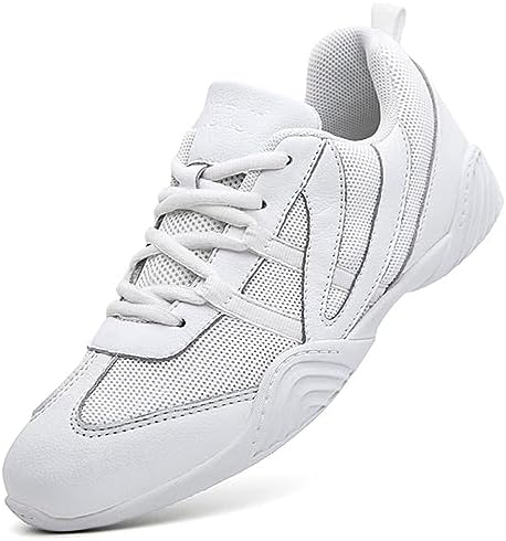 DADAWEN Cheer Shoes for Youth Girls Women White Cheerleading Dancing Shoes Athletic Training Tennis Walking Breathable Competition Cheer Sneakers White US Size 9/EU Size 41