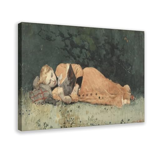 Toile Winslow Homer The New Novel 1877 tableau déco 20x30cm