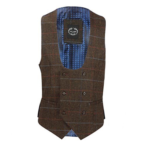 XPOSED of London Double Boutonnage Tweed Chèque Gilet Men [UWC-CLINTON-7250-2-36UK,46EU Cover